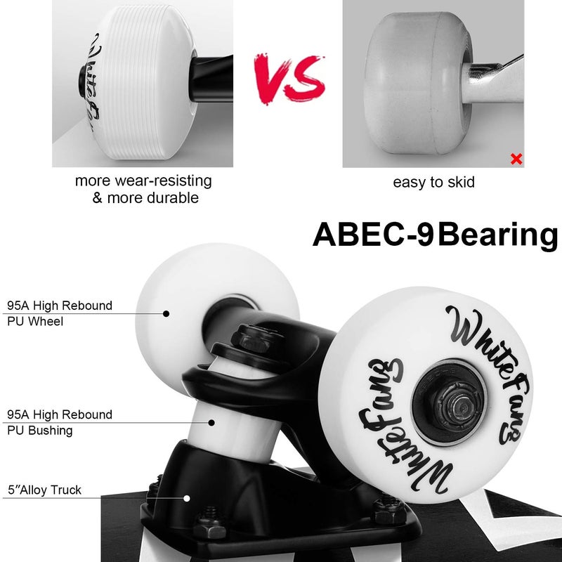 WhiteFang Skateboards for Beginners, Complete Skateboard 31 x 7.88, 7 Layer Canadian Maple Double Kick Concave Standard and Tricks Skateboards for Kids and Beginners (Lighting) - Image 4